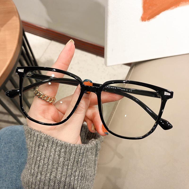 Brille bei Kurzsichtigkeit mit Dioptrien Quadratischer Rahmen Blaulichtfilter Anti - Reflex Klare Gläser Unisex von 0 bis - 4,0 - Bolania