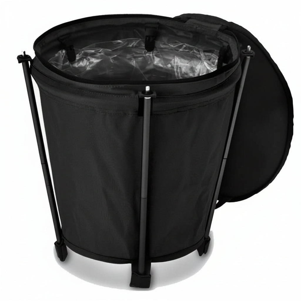 Faltbarer Outdoor-Mülleimer 20 Liter mit Wasserdichter Innenauskleidung Reißverschluss-Deckel und Aluminiumgestell für Camping