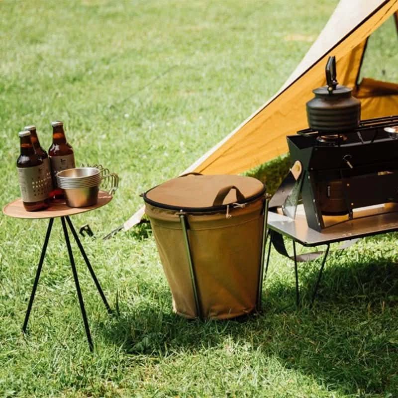 Faltbarer Outdoor-Mülleimer 20 Liter mit Wasserdichter Innenauskleidung Reißverschluss-Deckel und Aluminiumgestell für Camping
