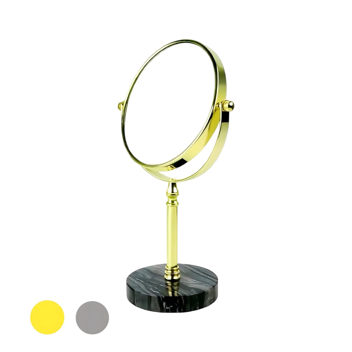 Bathroom Accessories in Marble Look with Gold-Colored Fittings, Dispenser, Tumbler and Tray