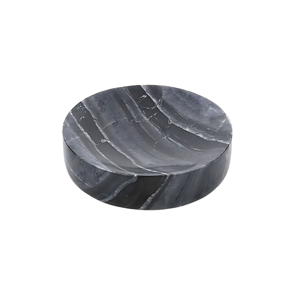 Bathroom Accessories in Marble Look with Gold-Colored Fittings, Dispenser, Tumbler and Tray