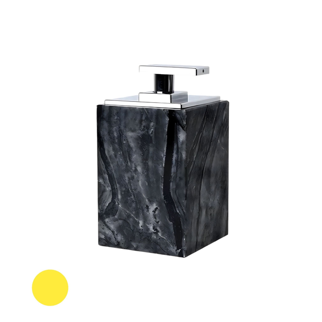 Bathroom Accessories in Marble Look with Gold-Colored Fittings, Dispenser, Tumbler and Tray
