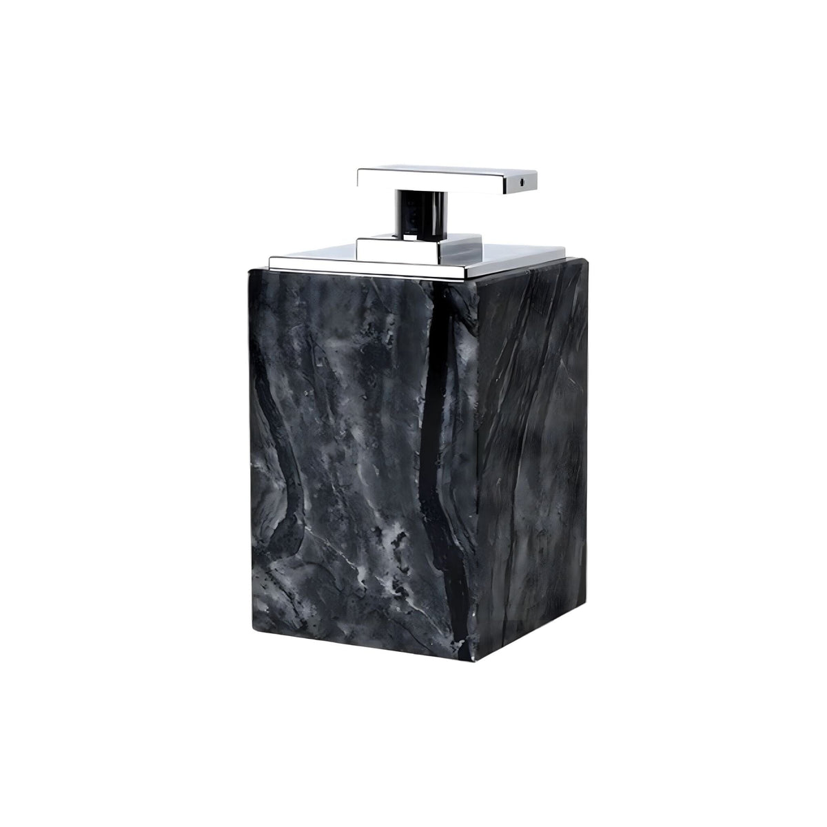 Bathroom Accessories in Marble Look with Gold-Colored Fittings, Dispenser, Tumbler and Tray