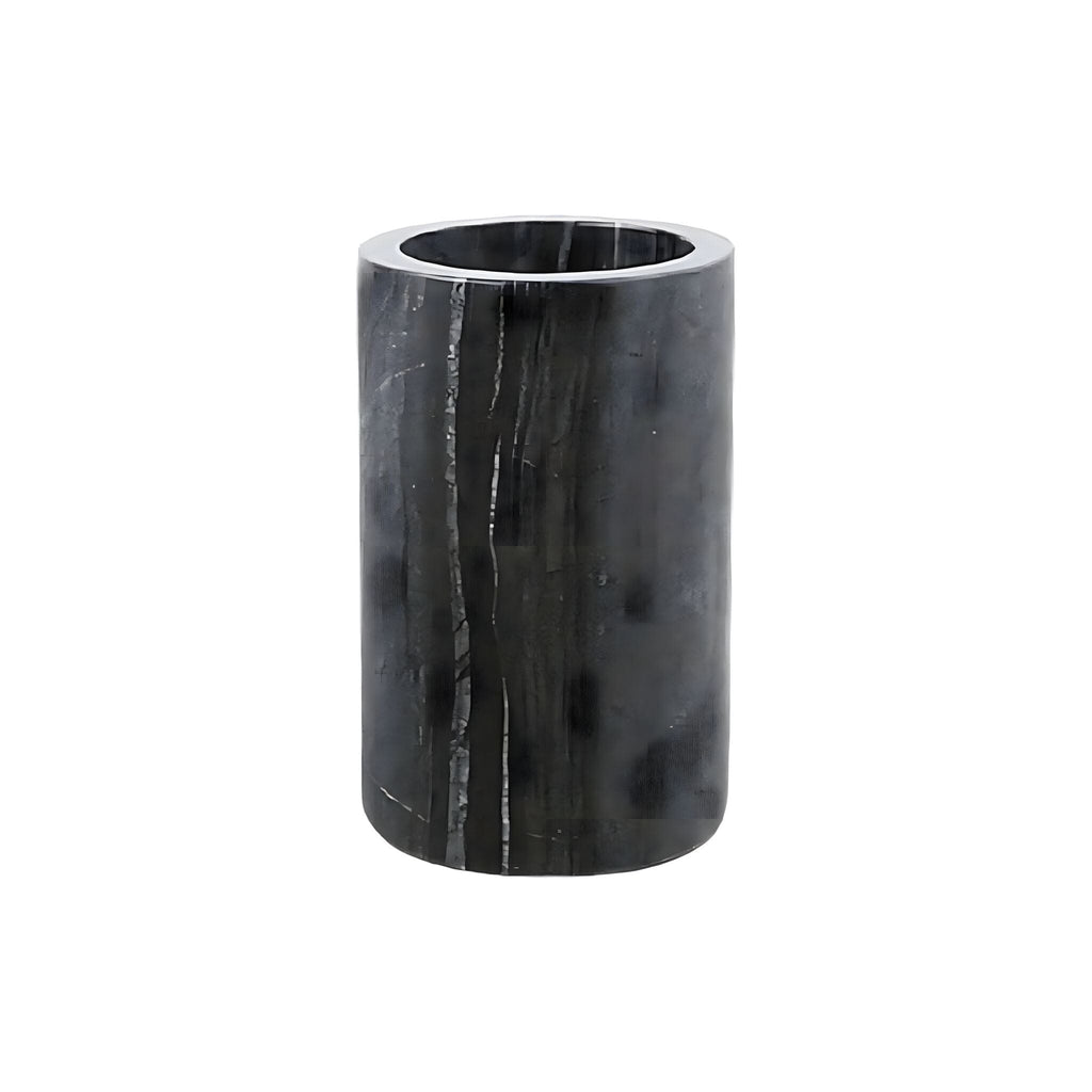 Bathroom Accessories in Marble Look with Gold-Colored Fittings, Dispenser, Tumbler and Tray