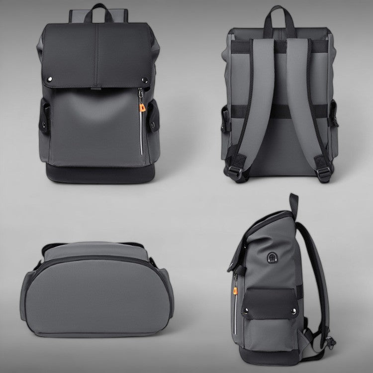 Wasserdichter Rucksack 25 Liter mit USB-Anschluss Laptopfach Klappdeckel Mehrere Fächer für Büro Schule und Reise