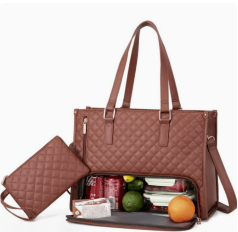 Damen-Henkeltasche 2-in-1 Gesteppt mit Integriertem Kühl-Fach Schultergurt und Pouch Wasserabweisend für Büro und Alltag - Bolania