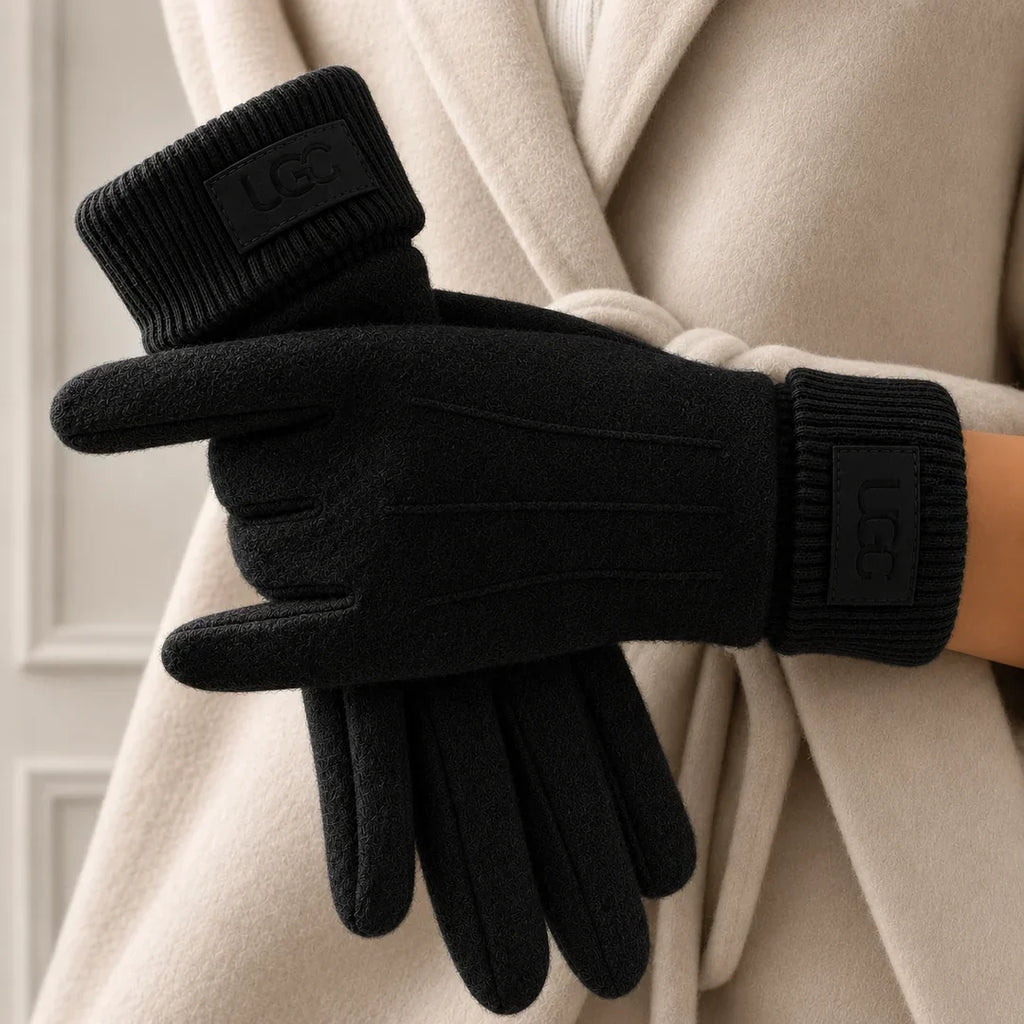 Cashmere-Wool Blend Gloves with Touchscreen Function, Long Ribbed Cuffs