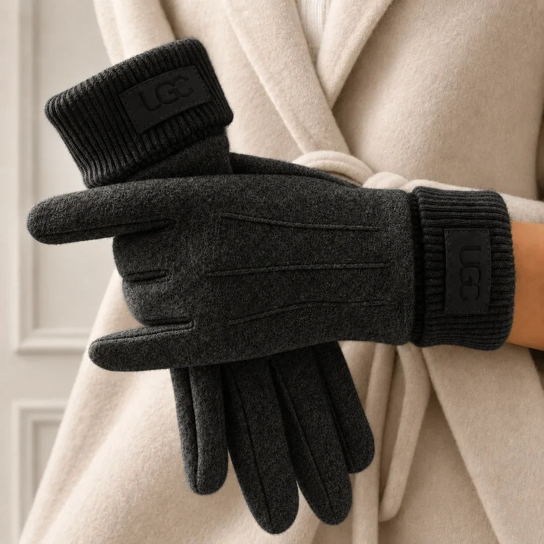 Cashmere-Wool Blend Gloves with Touchscreen Function, Long Ribbed Cuffs