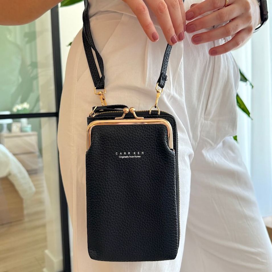 Women's PU Leather Cross-Body Cell Phone Bag with Card Slots Detachable Shoulder Strap for Smartphones up to 6.5 in / 16.5 cm