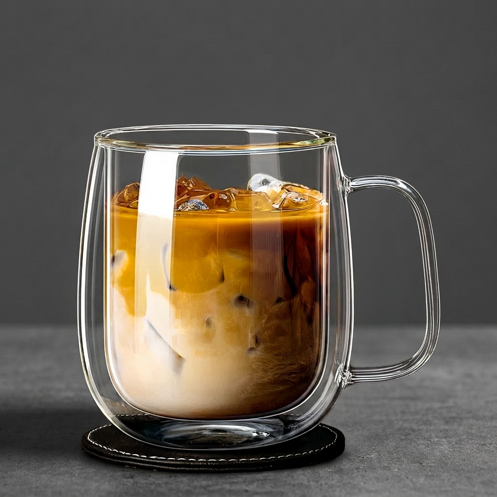 Doppelwandige Kaffeegläser aus Glas mit Henkel, 350 ml (11,8 fl oz), Schwebeeffekt und Isolierend