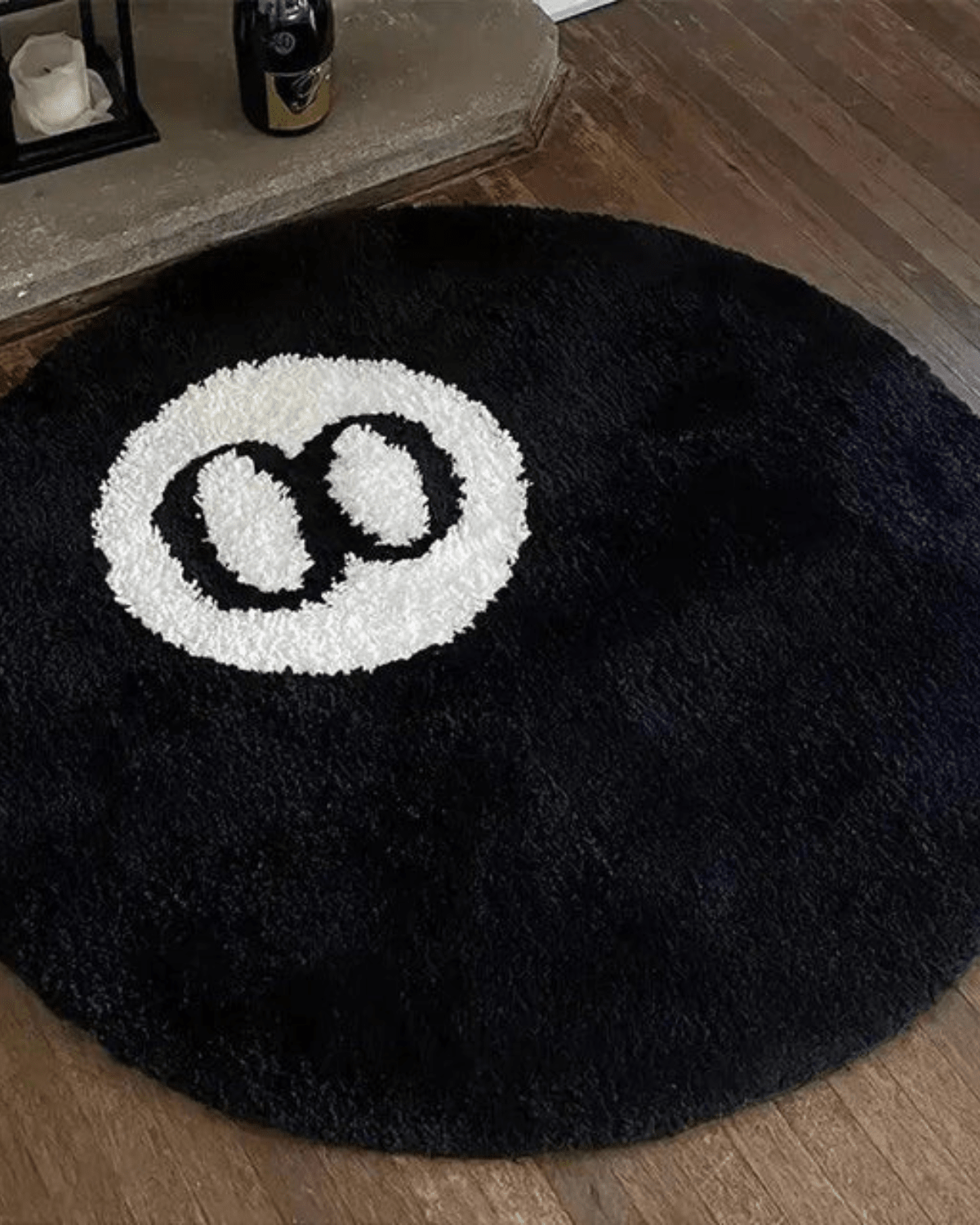 Ébène Rond Teppich – Luxuriöses Statement in Schwarz - Weiß - Bolania