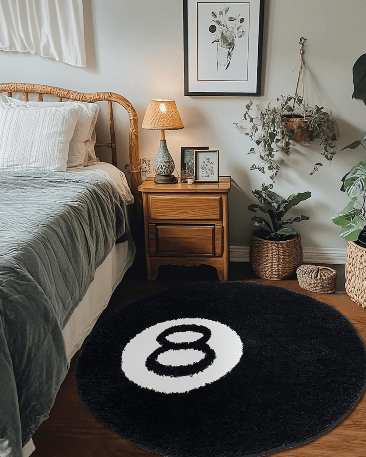 Ébène Rond Teppich – Luxuriöses Statement in Schwarz - Weiß - Bolania