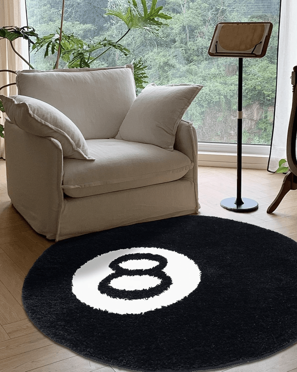 Ébène Rond Teppich – Luxuriöses Statement in Schwarz - Weiß - Bolania