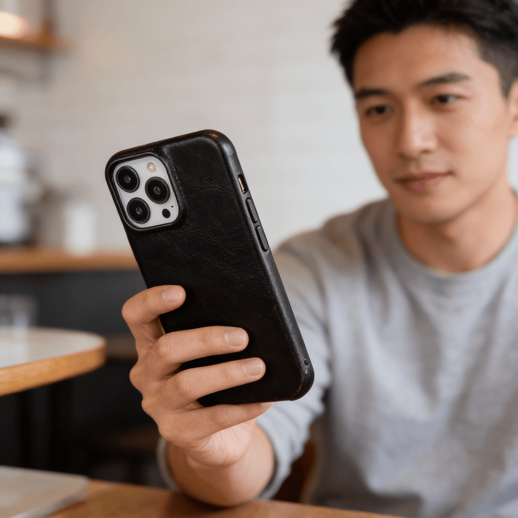 Echtleder Handyhülle mit Ölwachs - Finish Stoßfeste Schutzhülle für iPhone 13 bis 16 - Bolania