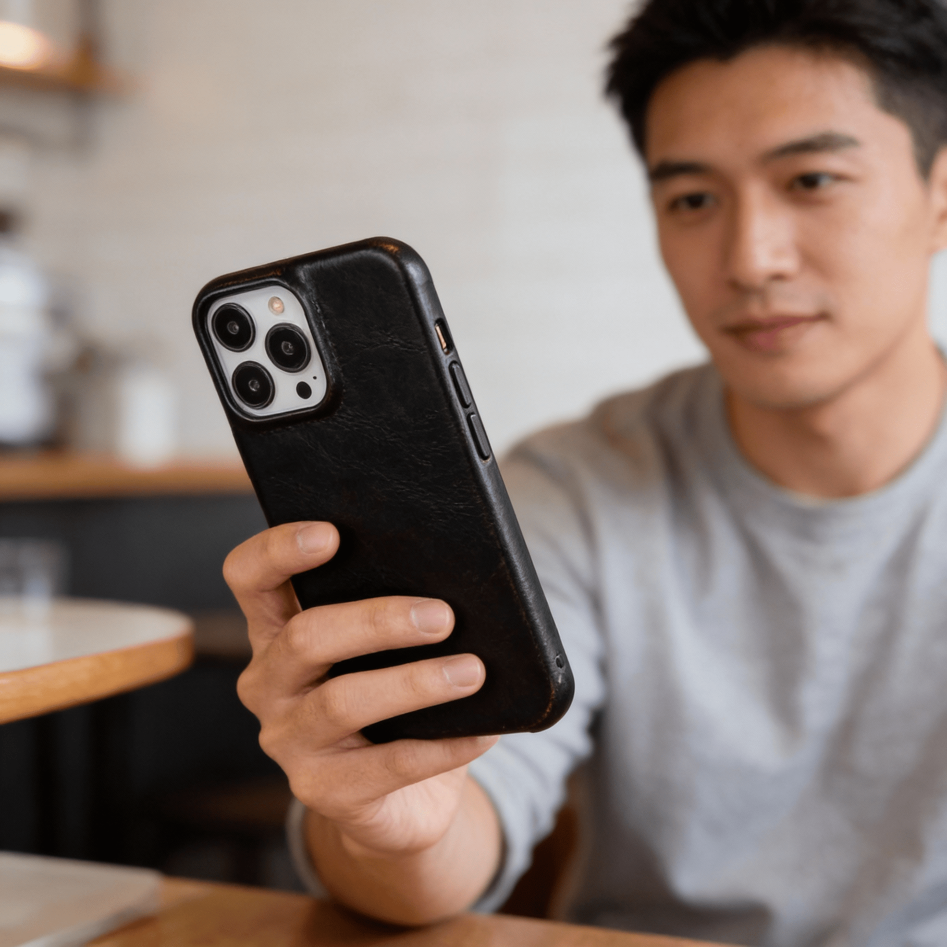 Echtleder Handyhülle mit Ölwachs - Finish Stoßfeste Schutzhülle für iPhone 13 bis 16 - Bolania