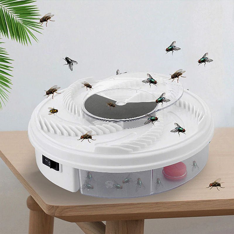 Elektrische Fliegenfalle mit Rotierendem Arm Leise Insektenfalle für Innen und Außen ohne Insektizide mit Köderstation und Auffangbehälter - Bolania