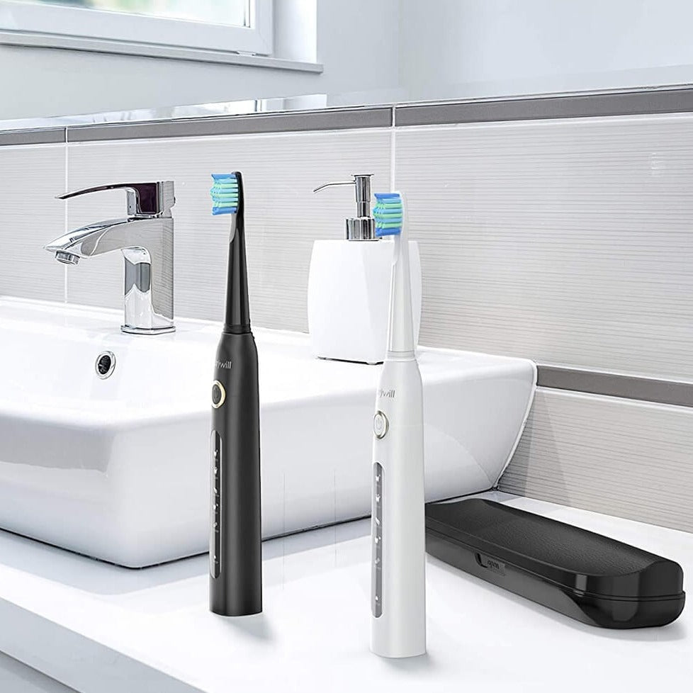 Elektrische Schallzahnbürste mit 5 Putzmodi USB - Aufladbar Bis zu 30 Tage Akkulaufzeit Wasserdicht 3 Aufsteckköpfe Smart - Timer - Bolania