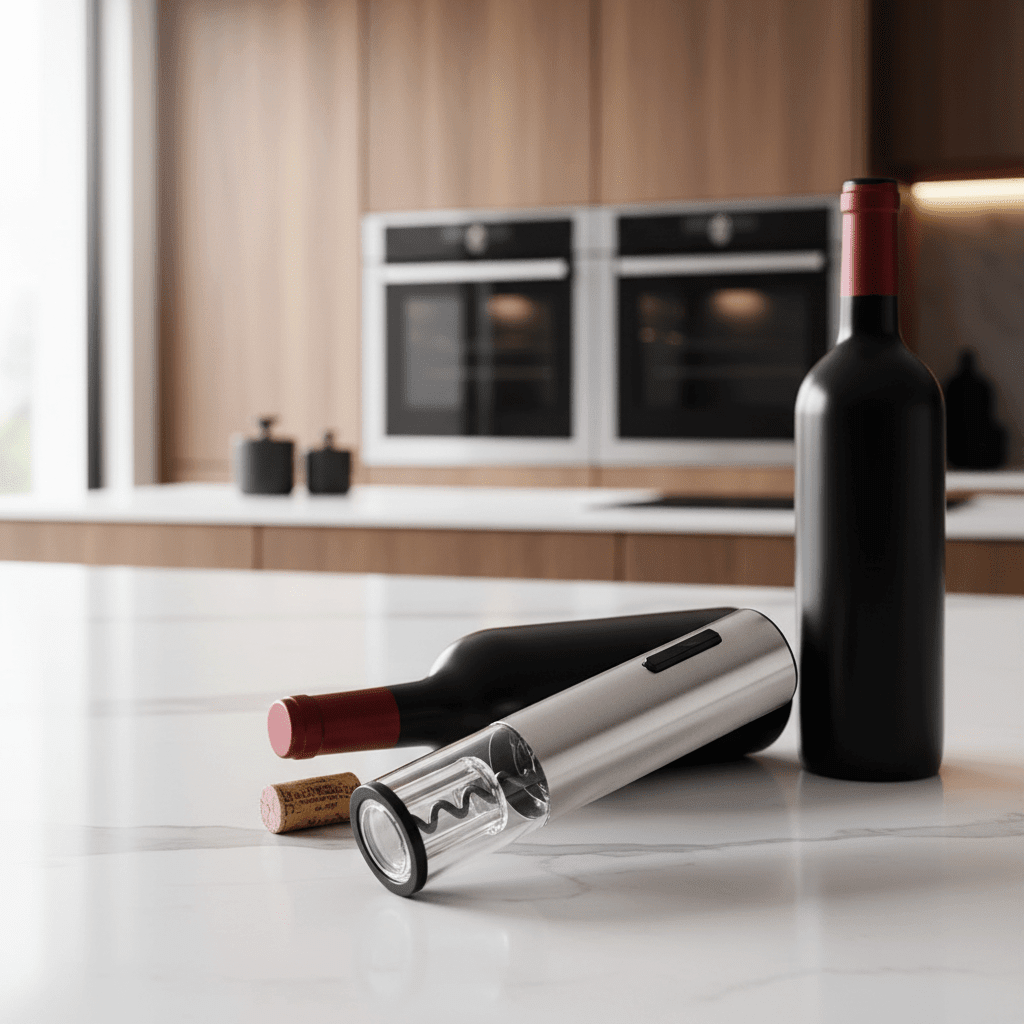 Elektrischer Weinöffner 4-in-1 Set mit Folienschneider Ausgießer und Vakuumstopper Wiederaufladbar für Müheloses Entkorken - Bolania