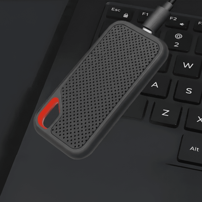 Externe USB-SSD im Robusten Schutzgehäuse mit USB-C Anschluss und Karabiner-Ring Kompakt für Datentransport - Bolania