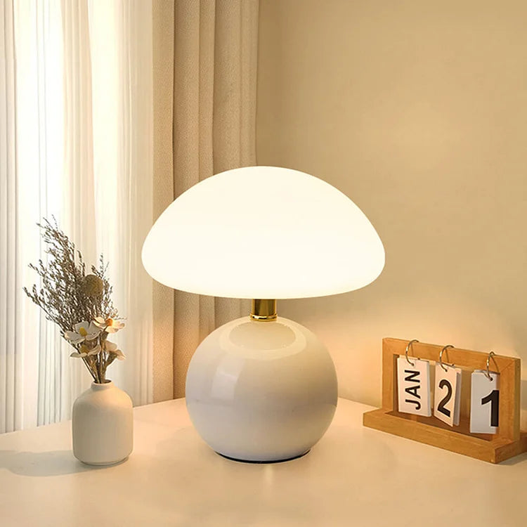 Bolania | Tischleuchte - Cremefarbenes Finish - Pilzform
