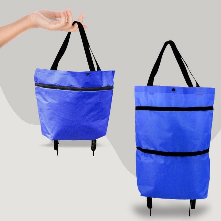 Faltbare Einkaufstasche mit Rollen 2 - in - 1 Shopper Trolley mit Reißverschluss - Erweiterung Tragegriffen Wiederverwendbar - Bolania