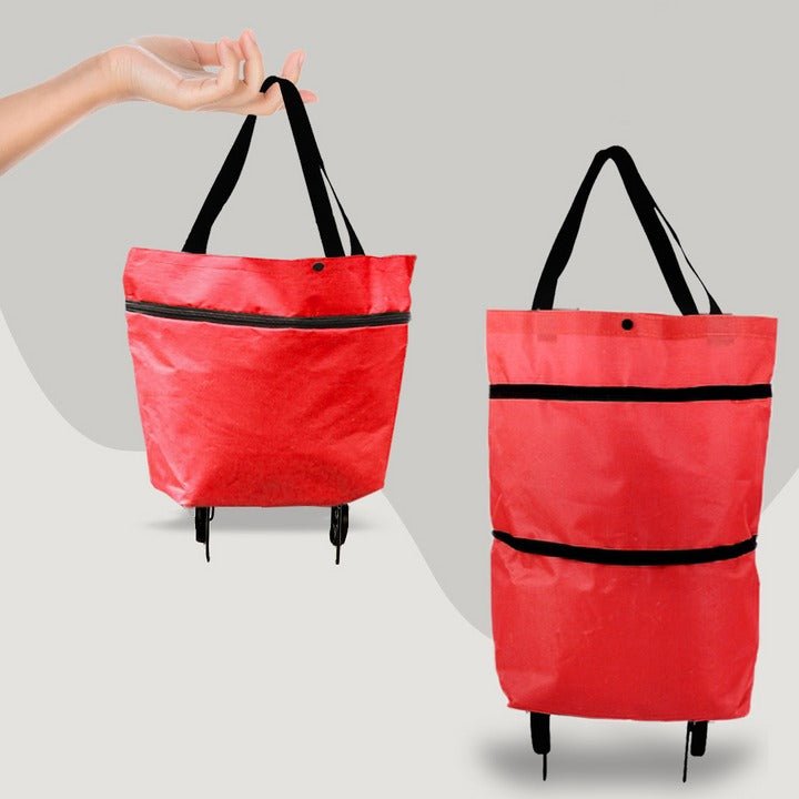 Faltbare Einkaufstasche mit Rollen 2 - in - 1 Shopper Trolley mit Reißverschluss - Erweiterung Tragegriffen Wiederverwendbar - Bolania