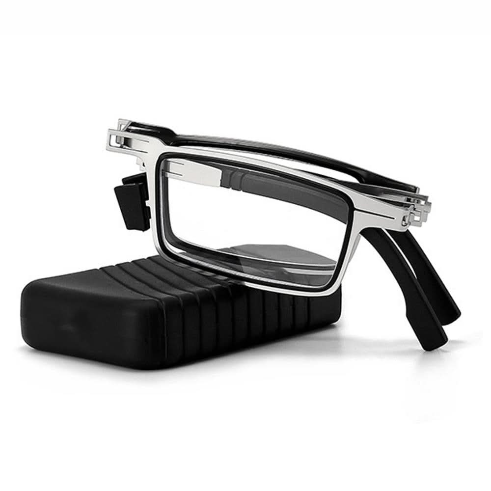 Faltbare Lesebrille mit Hartschalen - Etui Metallgestell Leicht Kratzfeste Gläser für Lese - Stärken +1 bis +4 - Bolania