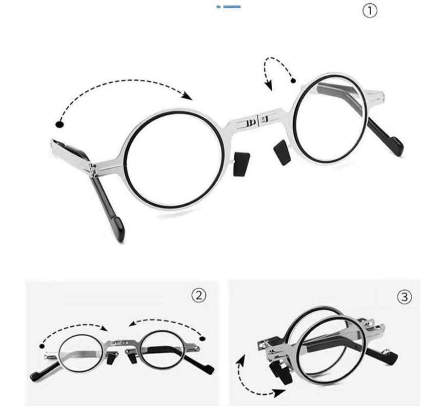 Faltbare Lesebrille mit Hartschalen - Etui Metallgestell Leicht Kratzfeste Gläser für Lese - Stärken +1 bis +4 - Bolania