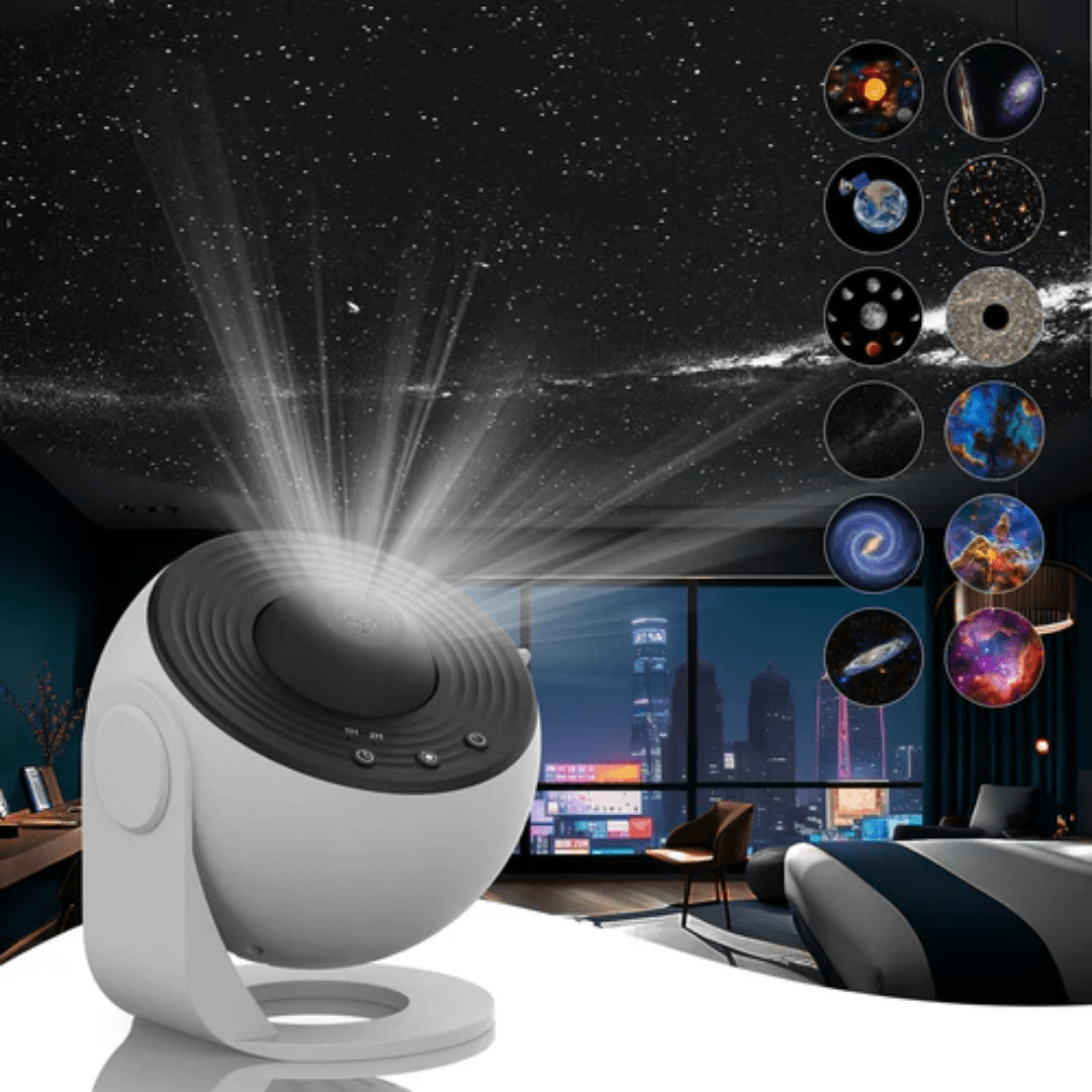 Galaxie-Projektor Sternenhimmel mit 12 HD-Motivscheiben 360 Grad Drehbar LED Verstellbarer Fokus Timer für Schlafzimmer und Heimkino - Bolania