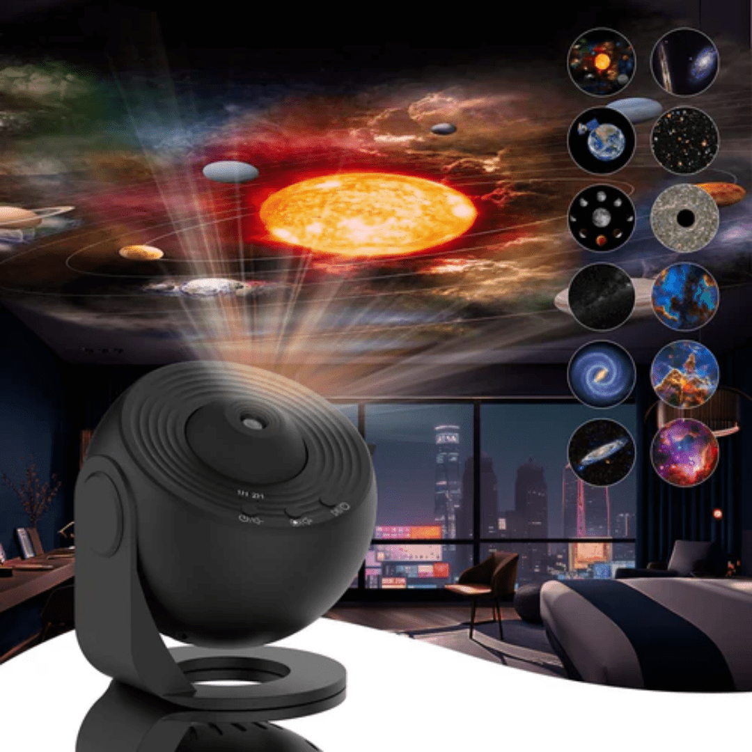 Galaxie-Projektor Sternenhimmel mit 12 HD-Motivscheiben 360 Grad Drehbar LED Verstellbarer Fokus Timer für Schlafzimmer und Heimkino - Bolania