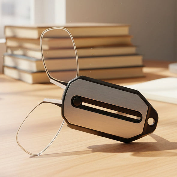 Faltbare Mini-Lesebrille im Schlüsselbund-Etui Ultraleicht und Randlos in Verschiedenen Plus-Stärken für Unterwegs