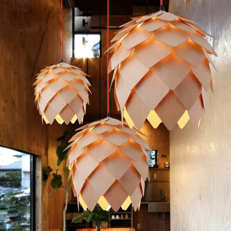 Bolania | Pendelleuchte - Pinienzapfen Design - Natürliche Holzleuchte