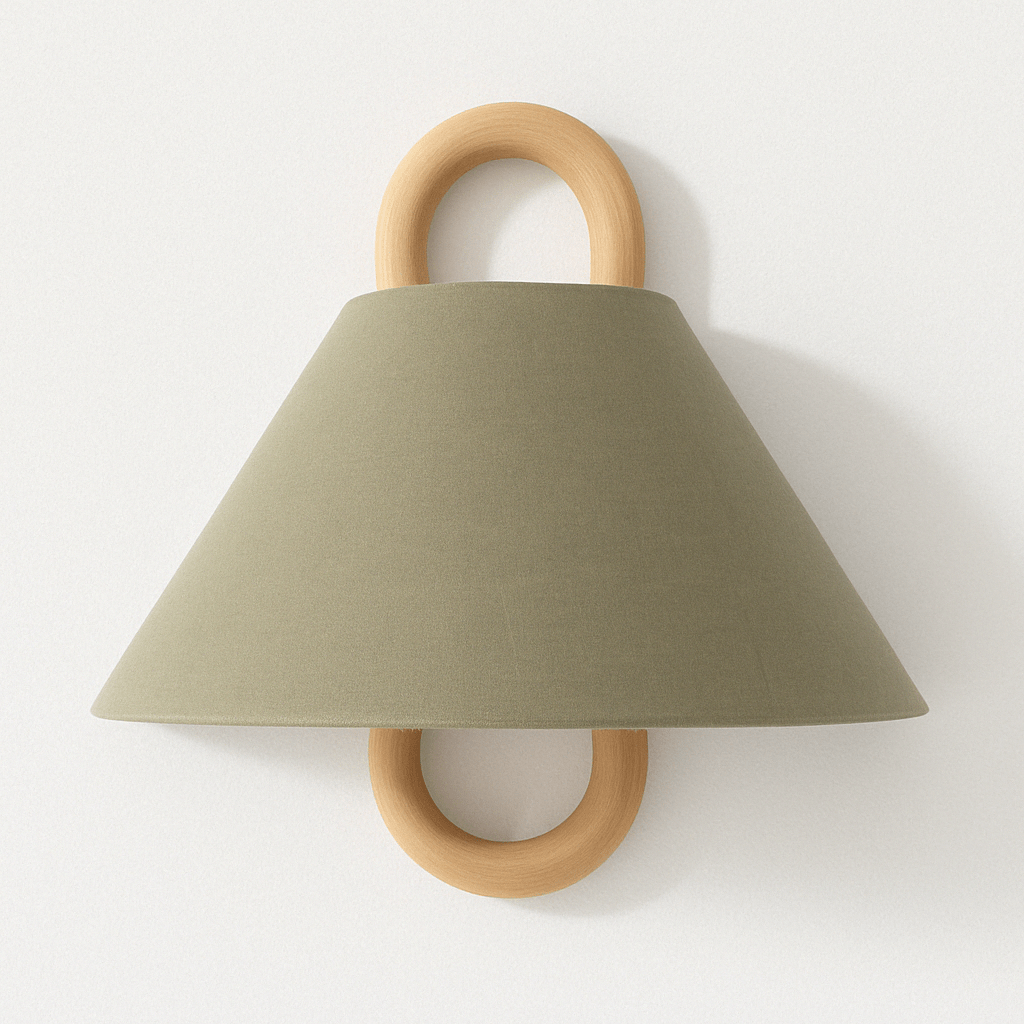 Bolania | Wandleuchte - Holz & Textil - Minimalistisches Vintage Design - Warmes diffuses Licht