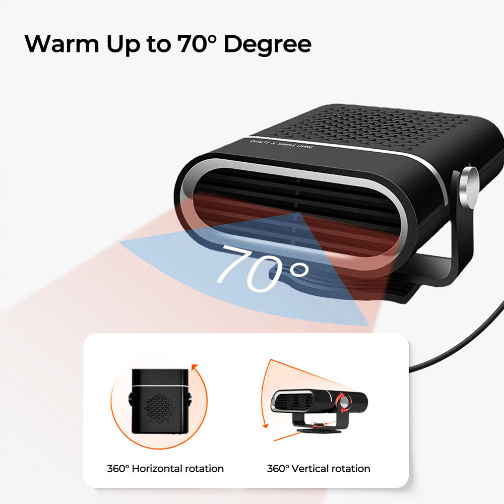 12V Car Windscreen De-Icer, Swivelling with Rotary Switch, Against Fogged-Up Windows
