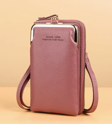 Damen-Handytasche Cross-Body aus PU-Leder mit Karten-Fächern Abnehmbarem Schulterriemen für Smartphones bis 6,5 in / 16,5 cm