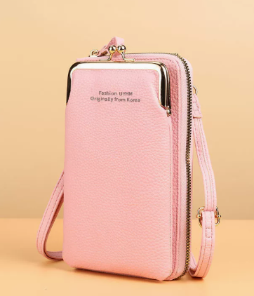 Damen-Handytasche Cross-Body aus PU-Leder mit Karten-Fächern Abnehmbarem Schulterriemen für Smartphones bis 6,5 in / 16,5 cm