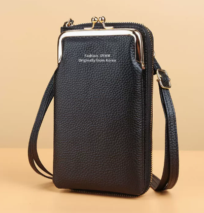 Damen-Handytasche Cross-Body aus PU-Leder mit Karten-Fächern Abnehmbarem Schulterriemen für Smartphones bis 6,5 in / 16,5 cm
