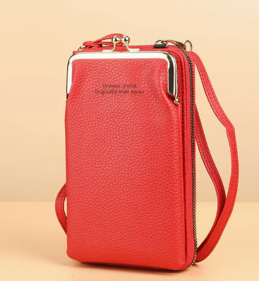 Damen-Handytasche Cross-Body aus PU-Leder mit Karten-Fächern Abnehmbarem Schulterriemen für Smartphones bis 6,5 in / 16,5 cm
