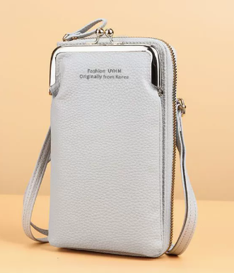 Damen-Handytasche Cross-Body aus PU-Leder mit Karten-Fächern Abnehmbarem Schulterriemen für Smartphones bis 6,5 in / 16,5 cm
