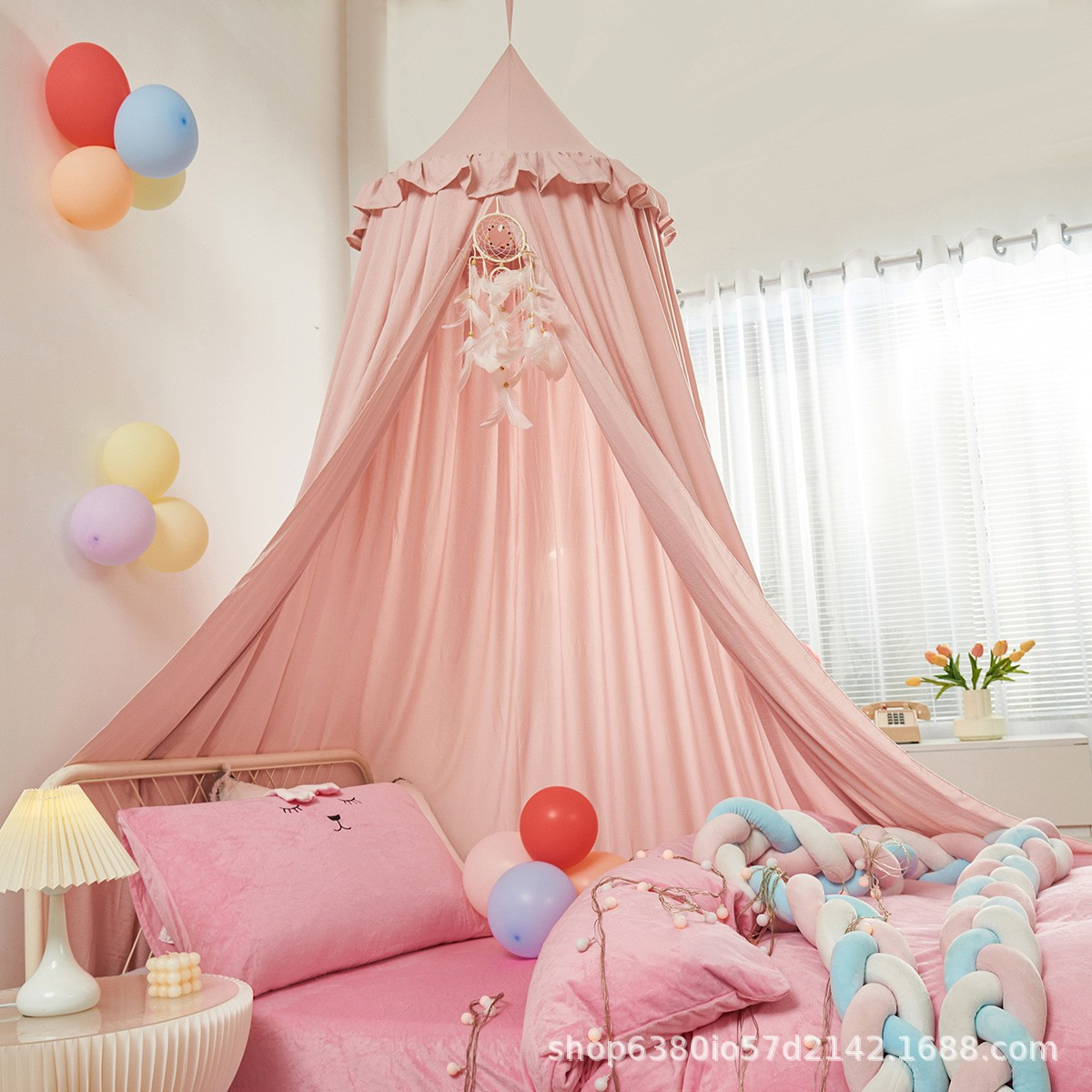 Betthimmel für das Kinderzimmer mit Rüschen, Deckenmontage, Baumwollmischgewebe