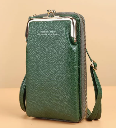 Damen-Handytasche Cross-Body aus PU-Leder mit Karten-Fächern Abnehmbarem Schulterriemen für Smartphones bis 6,5 in / 16,5 cm