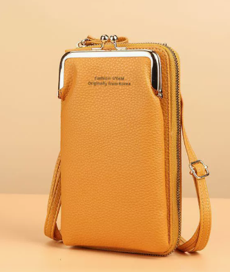 Damen-Handytasche Cross-Body aus PU-Leder mit Karten-Fächern Abnehmbarem Schulterriemen für Smartphones bis 6,5 in / 16,5 cm