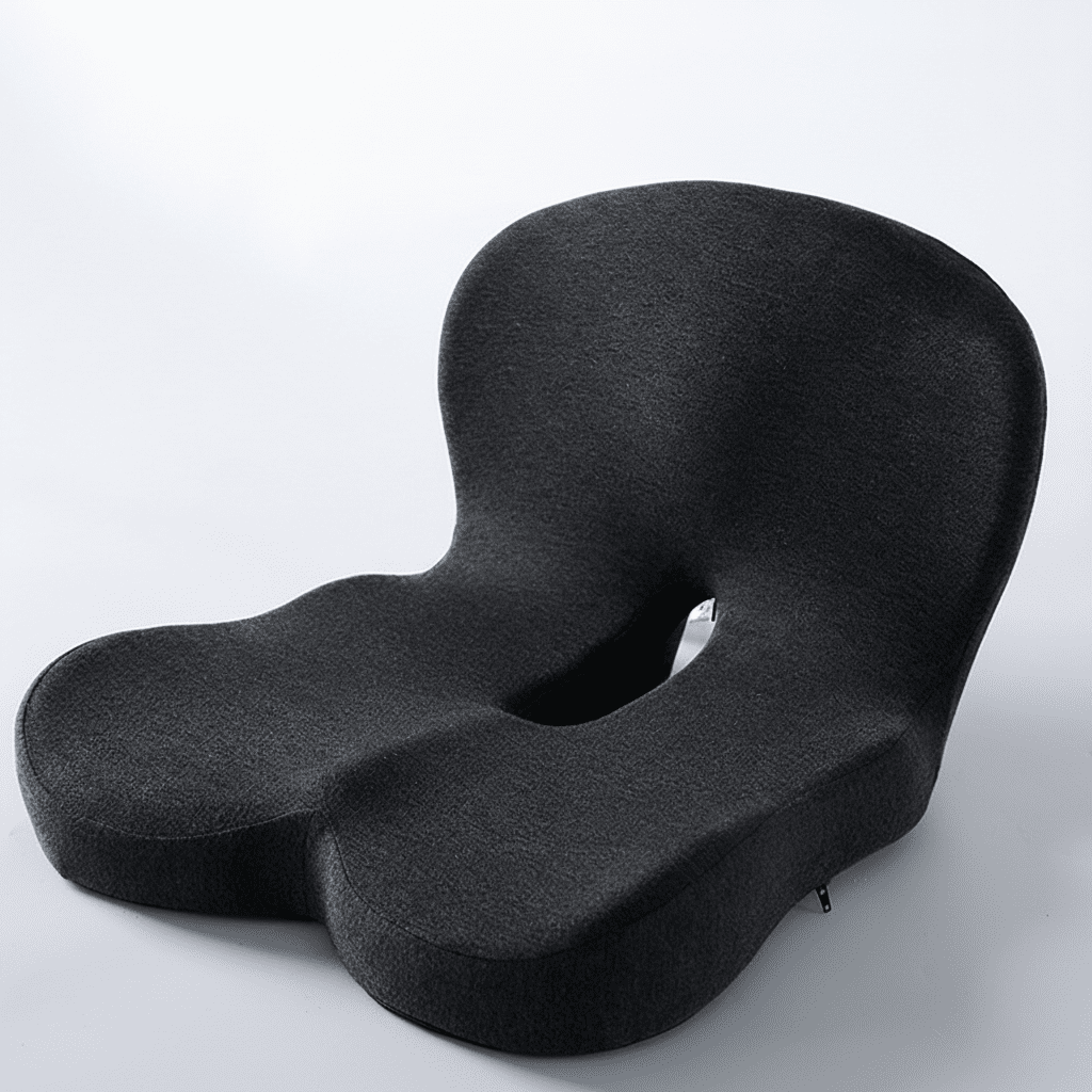Ergonomic Memory Foam Seat Cushion with Coccyx Cut-out, Removable Cover for Office, Car, and Home
