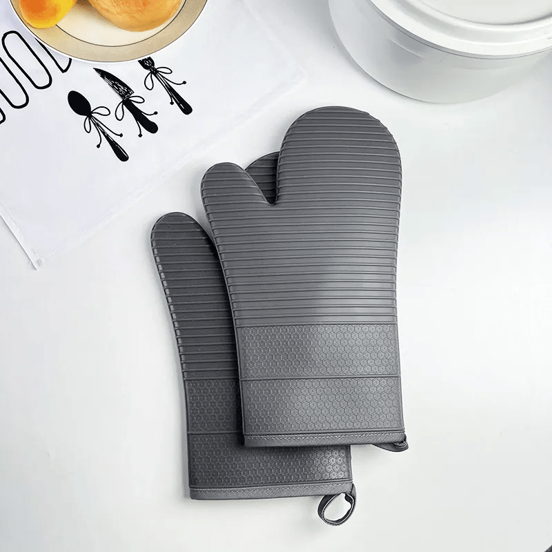 Silikon-Ofenhandschuhe Rutschfest Hitzebeständig bis 250 °C (482 °F) mit Langer Manschette Wasserdicht Spülmaschinenfest 33 cm (13 in)