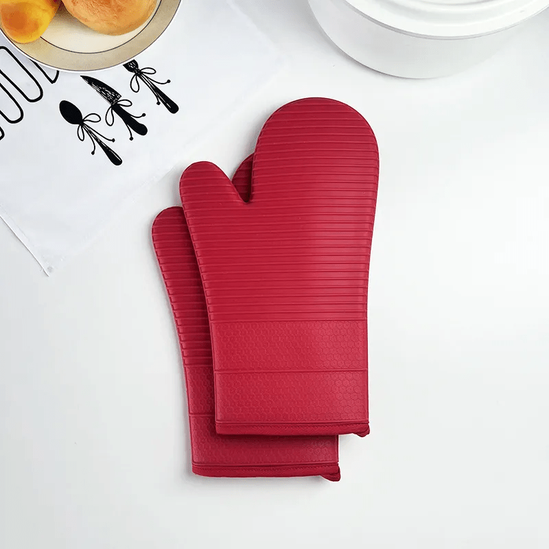 Silikon-Ofenhandschuhe Rutschfest Hitzebeständig bis 250 °C (482 °F) mit Langer Manschette Wasserdicht Spülmaschinenfest 33 cm (13 in)