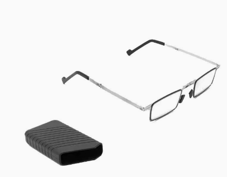 Faltbare Lesebrille mit Hartschalen-Etui Metallgestell Leicht Kratzfeste Gläser für Lese-Stärken +1 bis +4