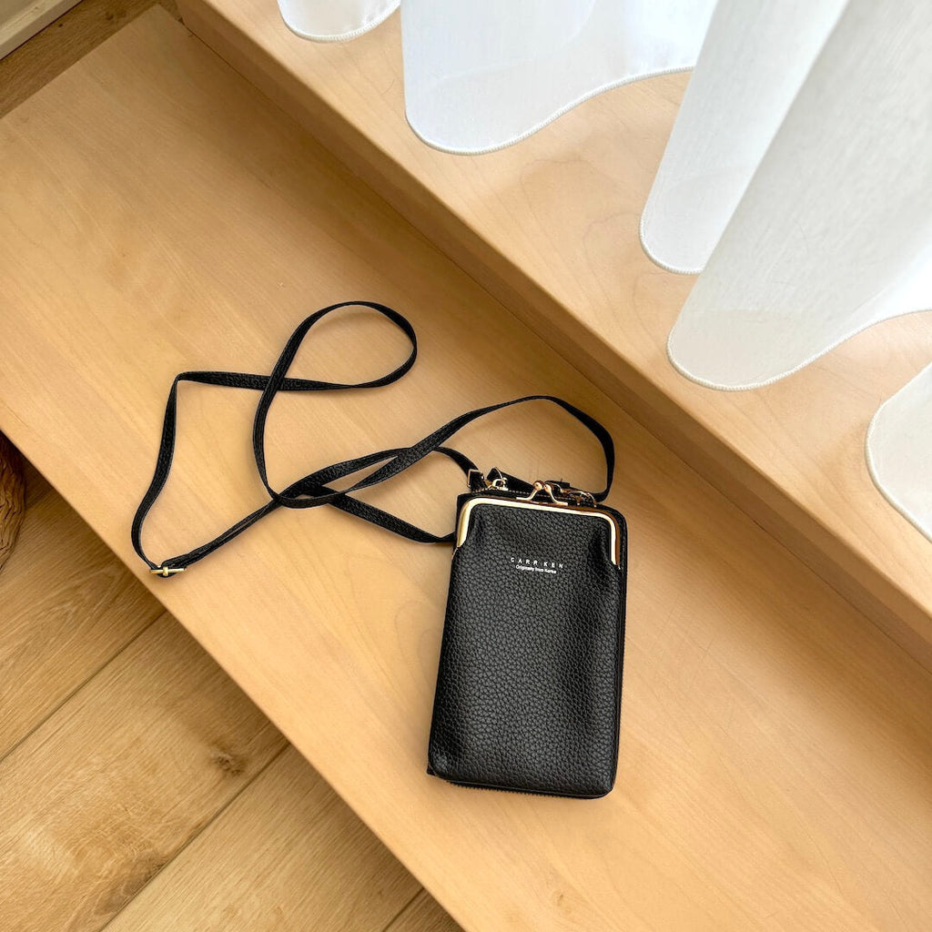 Women's PU Leather Cross-Body Cell Phone Bag with Card Slots Detachable Shoulder Strap for Smartphones up to 6.5 in / 16.5 cm