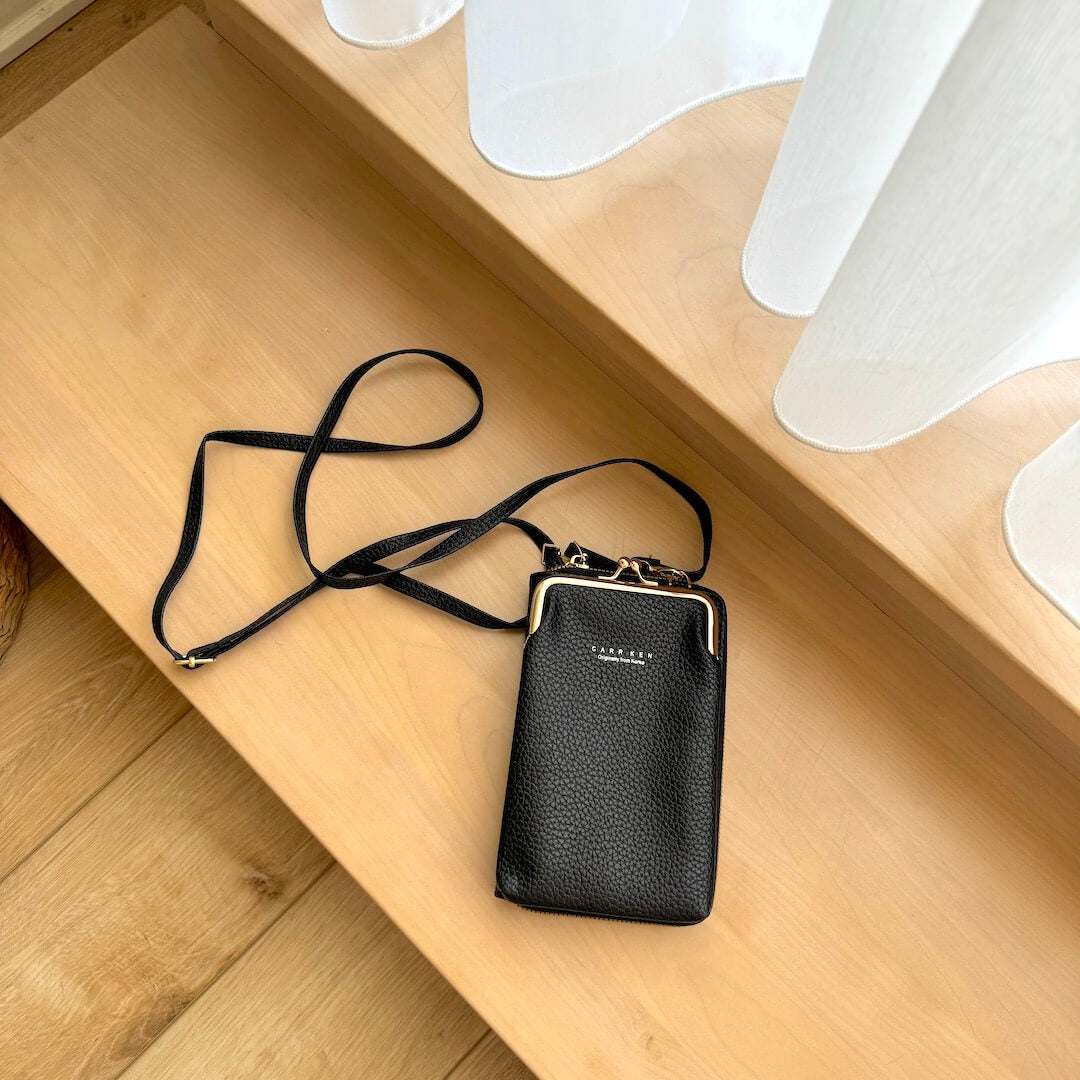 Women's PU Leather Cross-Body Cell Phone Bag with Card Slots Detachable Shoulder Strap for Smartphones up to 6.5 in / 16.5 cm