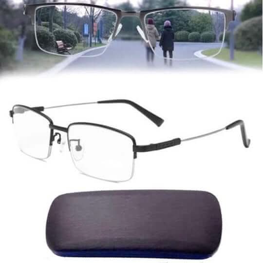 Lesebrille mit Mehreren Sehzonen Blaulichtfilter und Halbrandloser Metallfassung in Verschiedenen Plus-Stärken für Lesen und Bildschirmarbeit