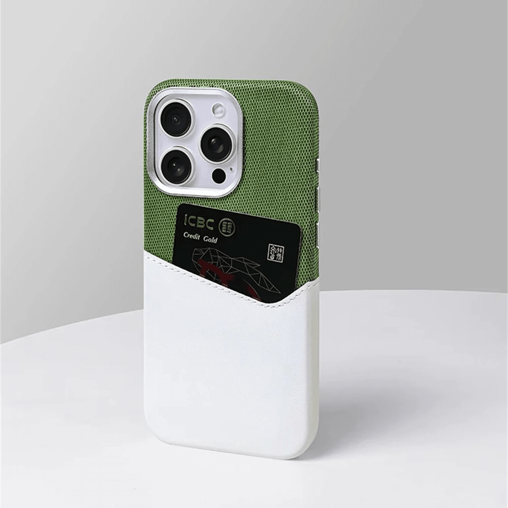 iPhone - Hülle mit Integriertem Kartenfach MagSafe - Kompatibel Zweifarbiges Color - Blocking Design Stoßdämpfend mit Rutschfestem Griff - Bolania